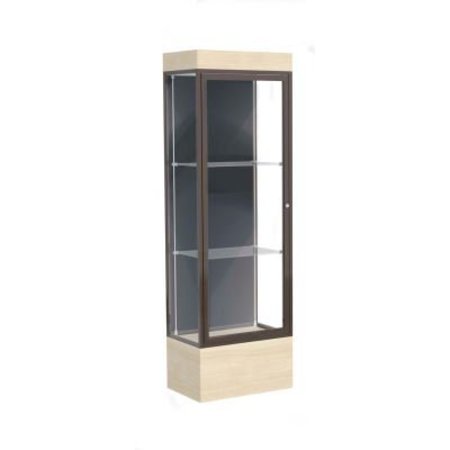 WADDELL DISPLAY CASE OF GHENT Edge Lighted Floor Case, Slate Back, Dark Bronze Frame, 12" Chardonnay Base, 24"W x 76"H x 20"D 93LFSL-BZ-CD